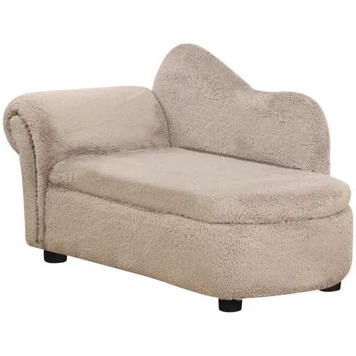 PawHut Canapea Ridicată pentru Câini cu Spațiu Ascuns pentru Depozitare, 80x40x46 cm, Bej | Aosom Romania