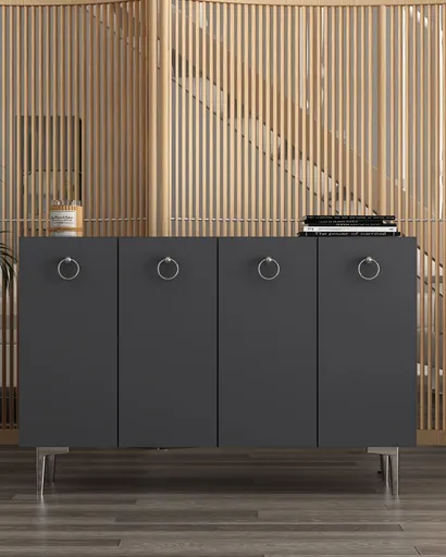 Consola, Hanah Home, Efes, 120x80x29.6 cm, PAL , Antracit / Argintiu