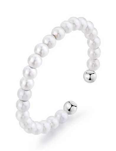 S'Agapõ Inel deschis din oțel cu perle Wisdom SWI33