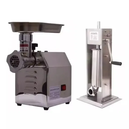 Pachet Masina Tocat Carne Profesionala Inox, BR-MTCE, 900W, 160 Kg/h + Carnatar Profesional Inox 100% Masina de Umplut Carnati ML-S7, 7 kg, 6 Palnii d