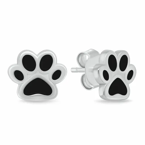 Brilio Silver Cercei drăguți din argint Lăbuță neagră EA1213WBC