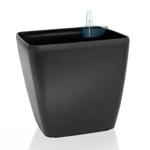 Ghiveci cu auto-irigare Flower Lover Quadrato matnegru, 22 cm, negru, 22 cm