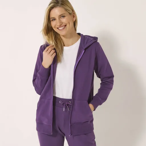 Jachetă cu fermoar și glugă, molton periat