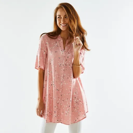 Tunică Button-up cu decolteu tip tunică și imprimeu minimalist