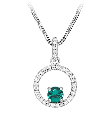 Silver Cat Colier din argint cu zirconii și smarald sintetic SC632 (lănțișor, pandantiv)