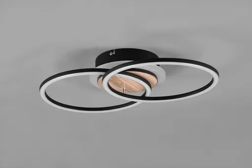 Plafoniera Giro, RL, 46.5x28x8.5 cm, 25W, 1x SMD, MDF, negru/natur