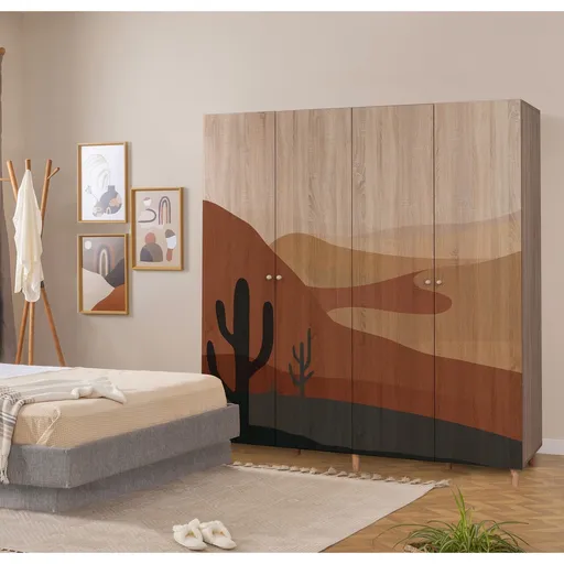 Dulap pentru haine, Hanah Home, Loni 4 -905, 180x192x52 cm, Sonomo