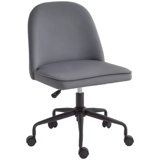 HOMCOM Scaun pentru Birou, Scaun din Catifea, Scaun Reglabil pe Înălțime cu Roți Pivotante și Spătar Central, 52x52x80-88 cm, Gri | Aosom Romania