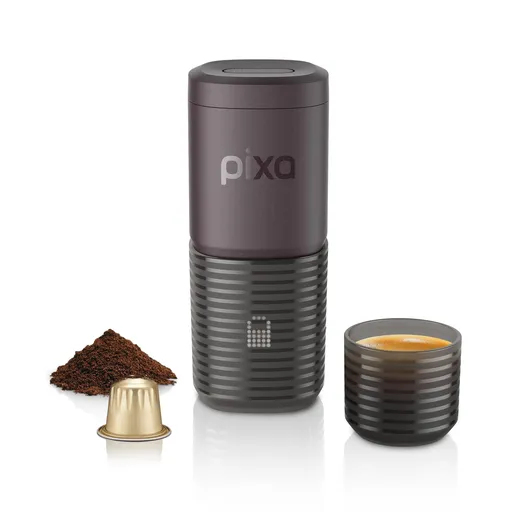 Espressor portabil Wacaco Pixapresso, 20 bari, 210 ml, Cafea macinata si capsule, 9000 mAh, Maro