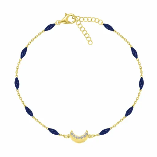 Brilio Silver Brățară placată cu aur cu margele albastru închis Lună BRC183YB