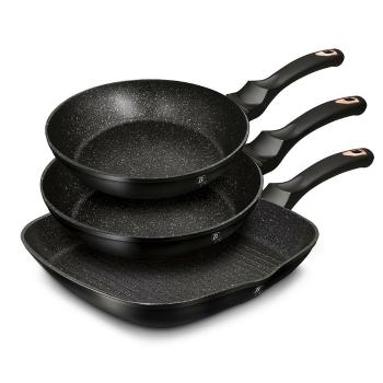 Set de tigăi Berlinger Haus cu 3 pieseColecția Black Rose