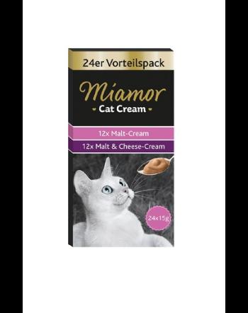 MIAMOR Cat Cream Snack crema pentru pisici, cu malt si branza 24 x 15 ml