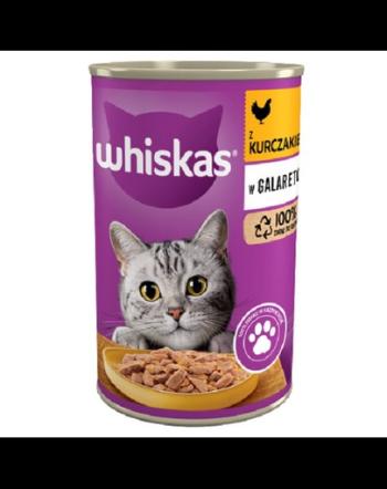 WHISKAS Adult conserva 400 g - hrana umeda completa pentru pisici adulte, bucati de pui in jeleu