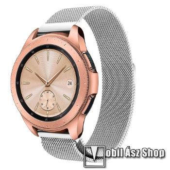 Okosóra milánói szíj - rozsdamentes acél, mágneses - EZÜST - 235 mm hosszú, 20mm széles, max 225mm-es csuklóra - SAMSUNG Galaxy Watch 42mm / HUAWEI Watch GT 2 42mm