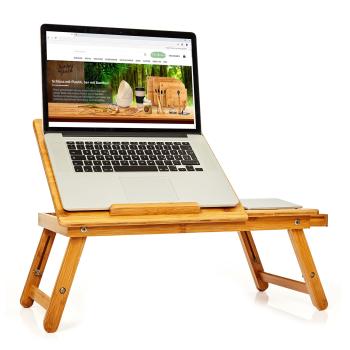 Blumfeldt Masă servire pat, pliabilă, masă pentru laptop, reglabilă pe înălțime, 54 × 21 - 29 × 35 cm (lx H x A), bambus