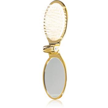 Janeke Gold Line Golden Folding Hair-Brush with Mirror pieptene de păr cu oglinda mica 9,5 x 5,5 x 3,5 cm 1 buc