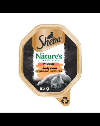 SHEBA Nature's Collection Hrana umeda pentru pisci adulte, set cu curcan si morcovi in sos 22 x 85 g