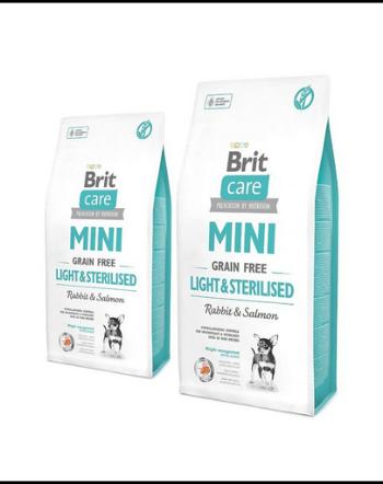 BRIT Care Grain Free Mini Light&amp;Sterilised hrana uscata caini adulti talie mica cu tendinta de ingrasare, somon si iepure 14 kg (2 x 7 kg)