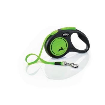 Flexi Lesă autoretractabilă New Neon S, 5 m, 15kg, verde