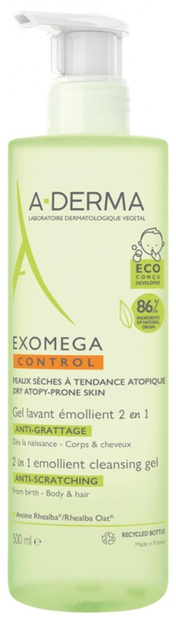 A-DERMA Gel spumant emolient 2in1 pentru piele uscată predispusă la eczeme atopice Exomega Control (Emollient Cleansing Gel) 500 ml