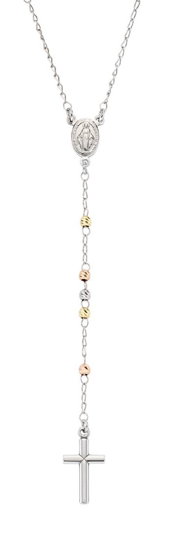 Amen Colier tricolor argintiu Rosary CRO30BBRGD