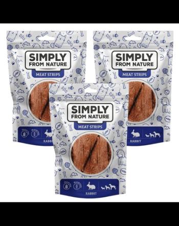 SIMPLY FROM NATURE Meat Strips Fasii iepure pentru caini 3x80 g