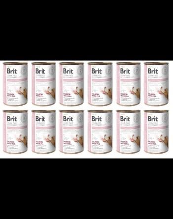 BRIT Veterinary Diet Hypoallergenic Salmon&amp;Pea pentru caini cu alergie 12x400 g hrana dietetica