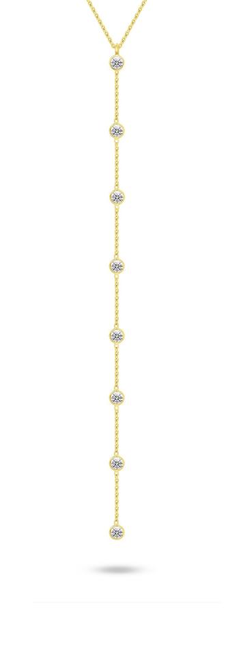 Brilio Silver Colier lung placat cu aur cu zircon cubic NCL200Y
