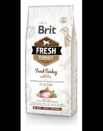 BRIT Fresh Adult Fit&amp;Slim 12 kg hrana uscata caini adulti, curcan si mazare