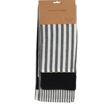 Prosop de bucătărie negru, 45 x 70 cm, set de 3 buc., negru