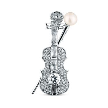 JwL Luxury Pearls Broșă strălucitoare cu perlă Vioară JL0876
