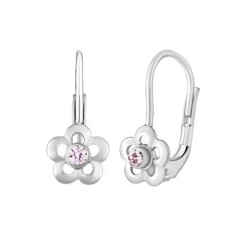 Silvego Cercei pentru copii din argint cu floricele Swarovski® Zirkony SILVEGOB70164LP