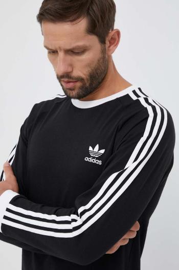 Bavlněné tričko s dlouhým rukávem adidas Originals 3-Stripes černá barva, s aplikací, IA4877