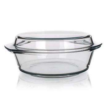 Simax Tavă copt din sticlă rotundă cu capac 5,1 l