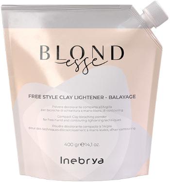 Inebrya Pudră de iluminat pentru păr cu pigmenți neutri și argilă Blondesse (Free Style Clay Lightener - Bayalage) 400 g