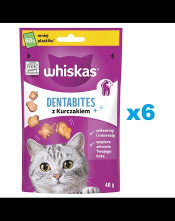 WHISKAS Dentabites 6x40 g gustare dentara pisici adulte, cu pui