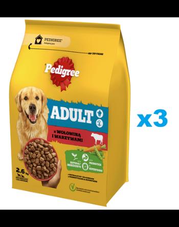PEDIGREE Adult 3x2.6 kg Hrana uscata caine adult talie medie, cu vita si legume