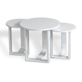Masă pliantă Mira White, 3 buc, alb