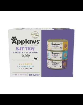 APPLAWS Applaws Cat Tin Multipack Kitten Selection Hrana umeda pentru pisci adulte, cu peste si pui 6 x 70 g