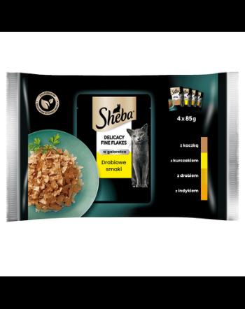 SHEBA Delicacy Plicuri hrana umeda in aspic, cu pasare pentru pisici 4x85g