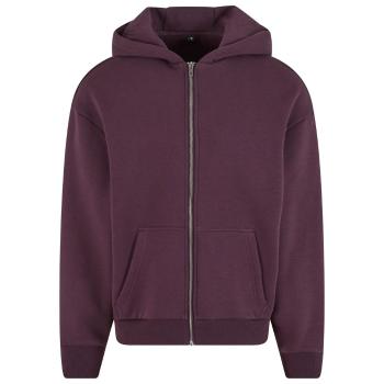 Build Your Brand Hebká pánska mikina na zips Fluffy - Slivková | L