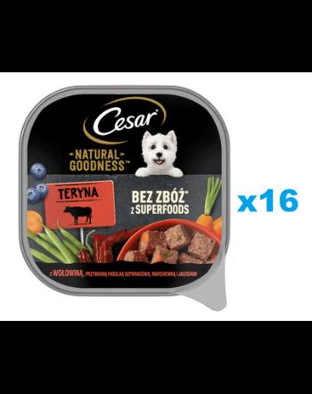 CESAR Natural Goodness Mancare caine, cu vita, fasole verde, morcovi si fructe de padure 16x100 g