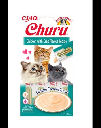 INABA Churu Cat Recompensa pentru pisici, piure cu pui si crab 56 g