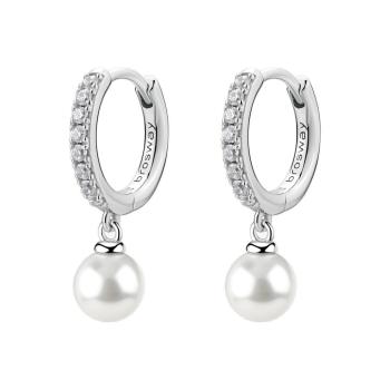 Brosway Cercei rotunzi din argint cu zirconi și perlă Infinite White Fancy FIW144