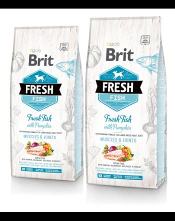 BRIT Fresh Adult Large hrana uscata caini adulti de talie mare, cu peste si dovleac 24 kg (2 x 12 kg)