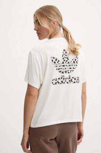 Tričko adidas Originals Trefoil Tee Leopard béžová barva, IW8483