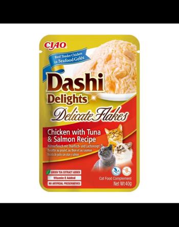 INABA Cat Dashi Delights Delicate Flakes plic pentru pisici 40g pui, ton si somon