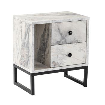 Măsuță de noptieră Glimmer Fressia Marble Black, gri deschis