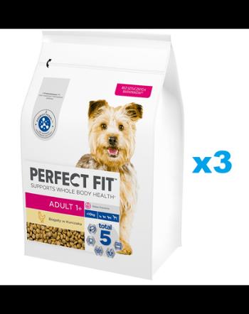 PERFECT FIT Adult 1+ 3x2,6 kg hrana cu pui pentru caini rase mici