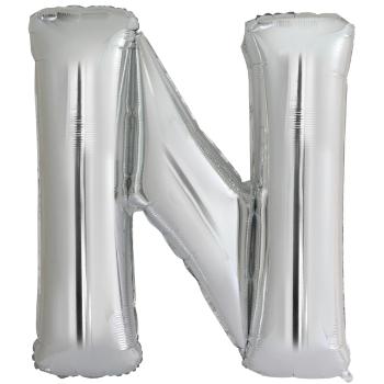 N betű fólia lufi 86 cm - ezüst